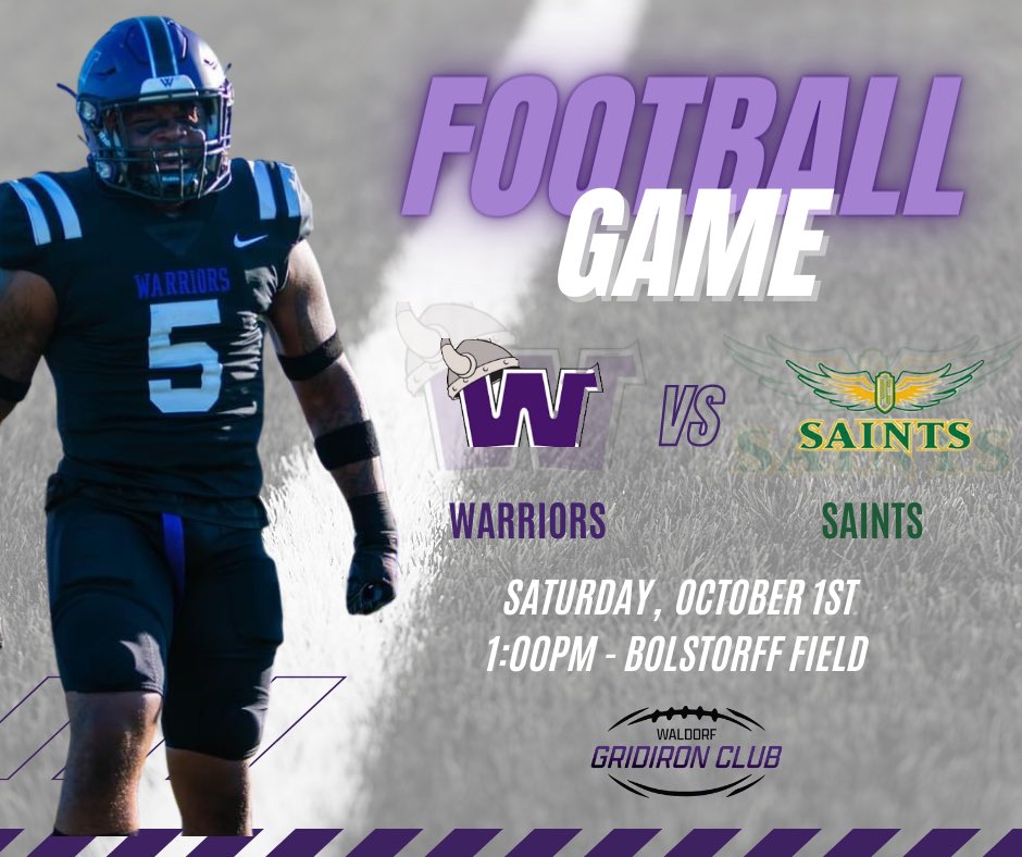 In the first conference game of the season, the Warriors will host the Saints of Presentation College. Be there to cheer the team on! ⚫️🏈🟣 #1-0 #conferenceplay @wu_football @PlayNorthStar
