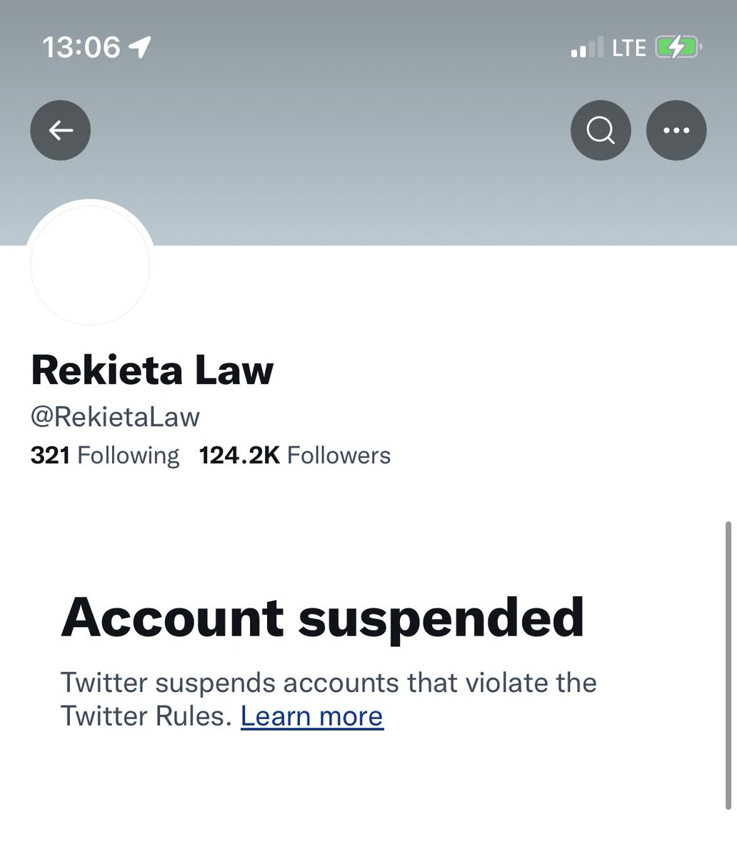 ThatUmbrella's tweet photo. Rekieta Law has been mass flagged off Twitter. 

Amazing the level of targeted BS platforms allow. https://t.co/DdkP8QpqBL