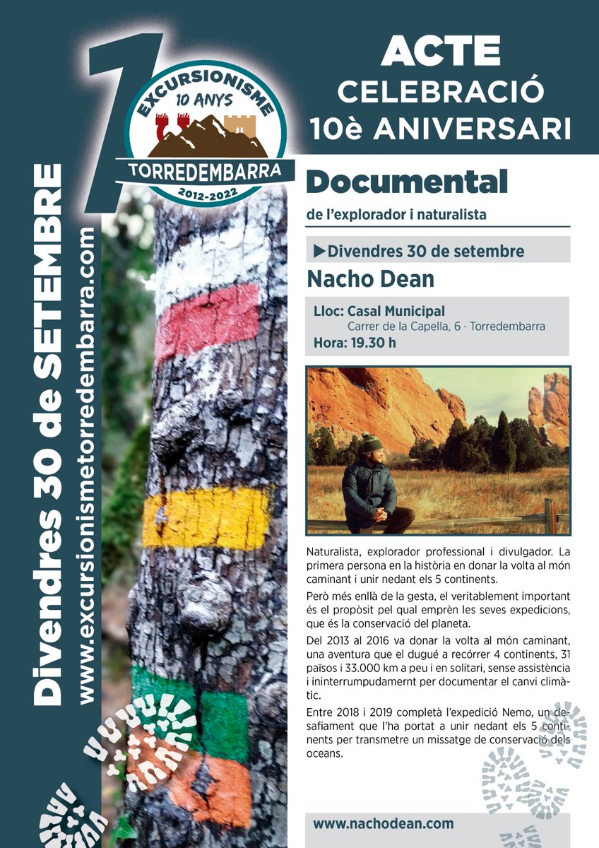 excursionismeto's tweet photo. Aquest divendres @explorernacho al Casal Municipal de #torredembarra a les 19.30h #catalunya #Excursionisme @FEEC_cat https://t.co/GhjAXoOnqS