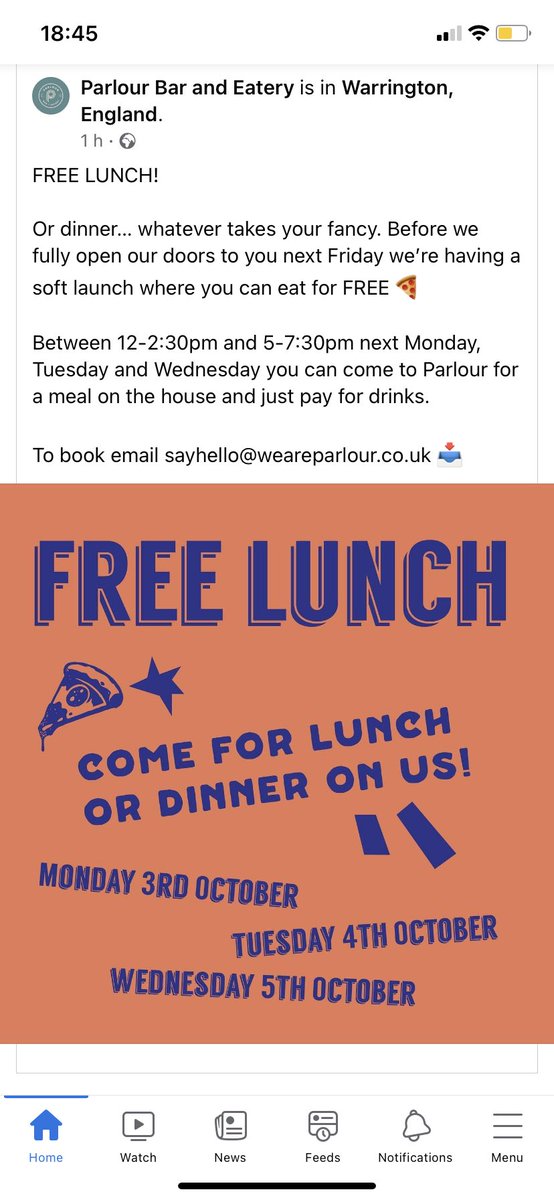 If anyone is round Warrington next week and wants to support my mates new bar and eatery