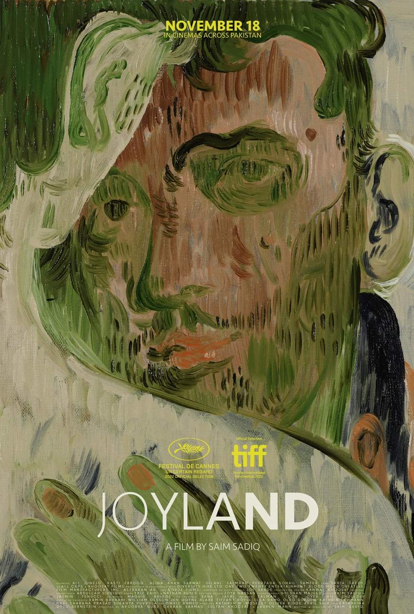 The official poster for Saim Sadiqʼs debut feature, 'JOYLAND,' has been released. The film currently holds a 100% score on Rotten Tomatoes.