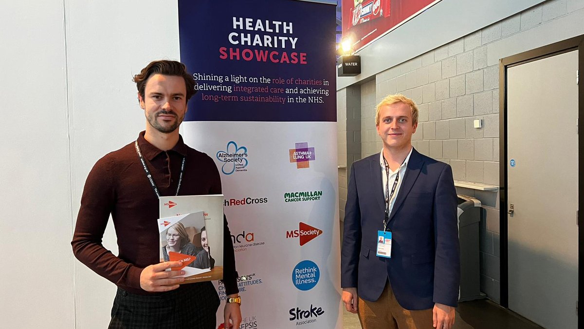 mssocietyuk's tweet photo. Our Head of Campaigns and External Relations, @JonathanRBlades and Public Affairs Manager, Joseph Brunwin are at the Health Charity Showcase at #LabConf22.
We're here to talk to Labour Party Members about MS, neurology services, integration in the NHS and much more. (1/2) https://t.co/e0umP1sslm