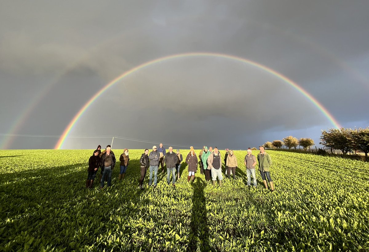 Brilliant farm walk in Northumberland with NFU members talking politics, food, climate and nature…all under a rainbow!