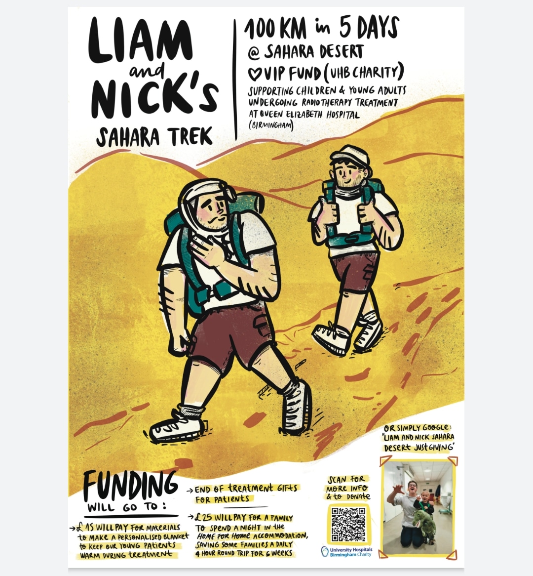 LiamHerbert_'s tweet photo. Absolutely buzzing with @thisismimiespi design for our poster advertising our fundraising challenge. Only 2 months to go before the dreaded heat 🔥 do I start the training yet?  https://t.co/E4t6HMJguX https://t.co/gzrJYMl076