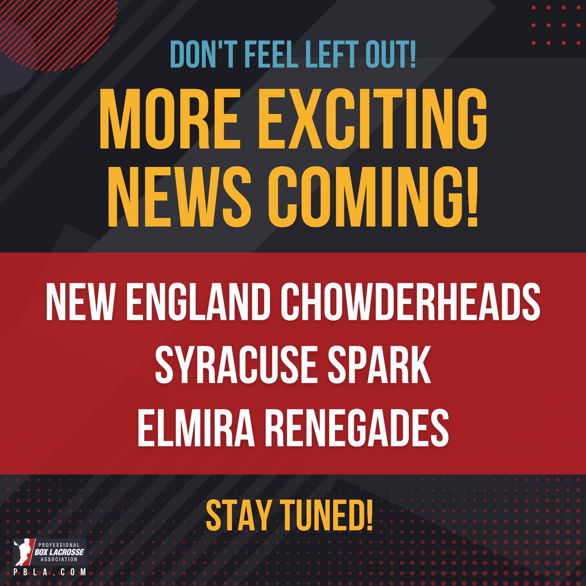 Professional Box Lacrosse Association on Twitter "Attention New