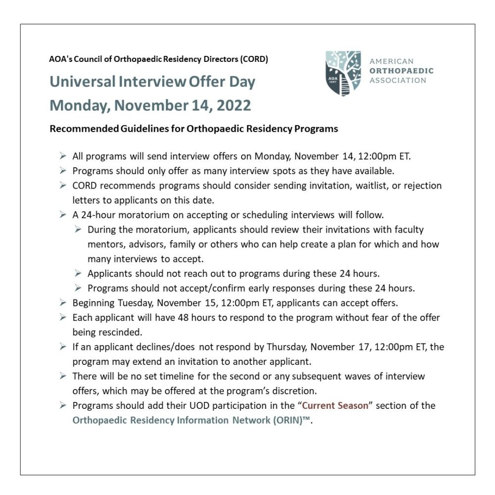 ortho_ut's tweet photo. MS4's 🔊@UTHealthHouston @McGovernMed Department of Orthopaedic Surgery #UTOrtho will be participating in the Universal Offer Day 📄
Best of luck to all applicants!
#Orthopaedics #OrthoTwitter #InsideTheMatch #OrthoMatch2023 #MedTwitter #match2023 #medicalschool #medicalstudent https://t.co/kbMG8Wh2OJ