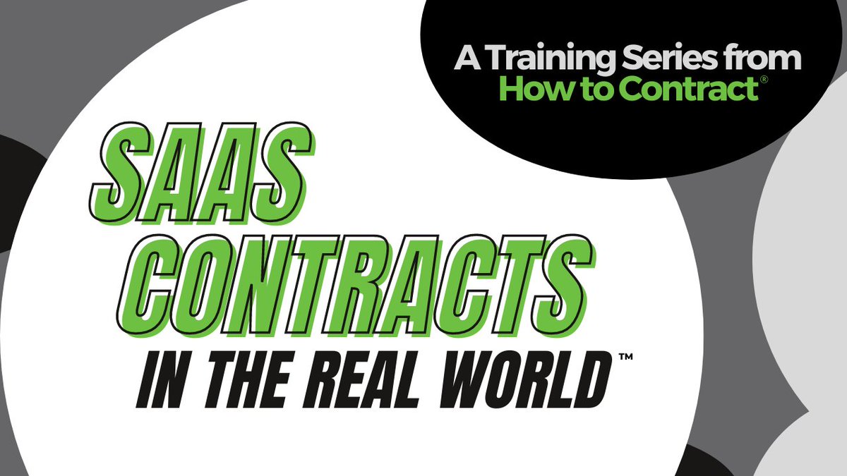 HowtoContract's tweet image. On October 4, at 1 pm ET we invite you to join Episode 2 of How to Contract&apos;s biweekly training session on SaaS contracts. We&apos;ll be talking about warranties and service levels. It&apos;s 100% free to register. Grab your seat here: loom.ly/8FQQd6Q #lawtwitter #contractdrafting