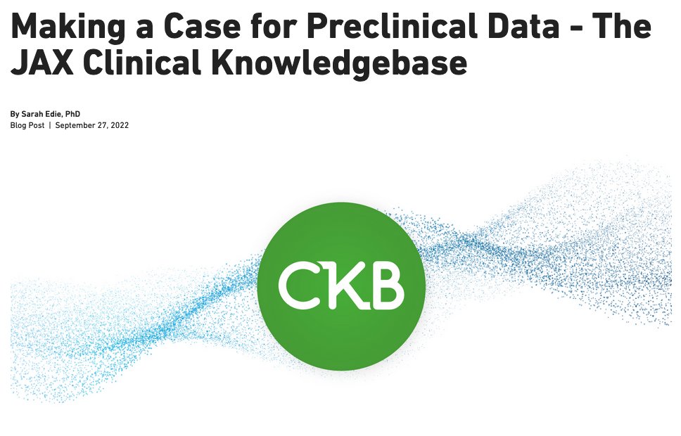 Did you know a large portion of the evidence in CKB is #preclinical? Learn more about the types of preclinical data available in CKB in our latest blog post! #CancerResearch #genomics #PrecisionMedicine jax.org/news-and-insig…