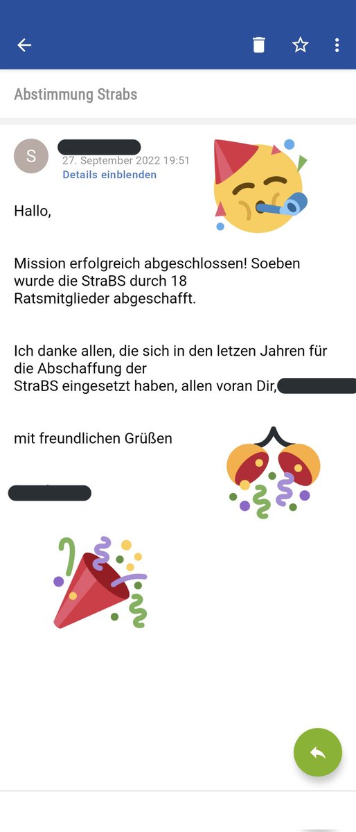 BRSchlueter's tweet photo. Tatsächlich Mal eine gute Nachricht!!!👍
Also müssen wir keine 12.860€ in 2 Jahren zusammenkratzen, wenn die Straße saniert wird.
#StraBS #abgeschafft https://t.co/Tc9whWZCsN