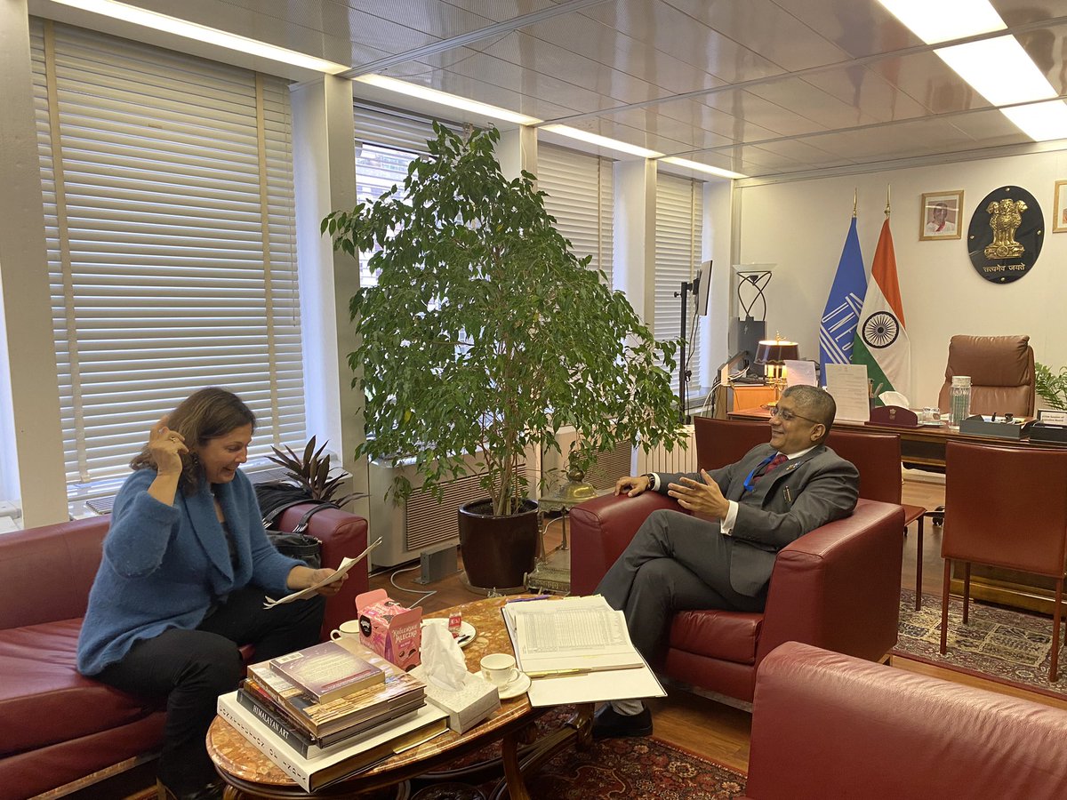 VishalVSharma7's tweet photo. Late evening discussions on #FACommission issues with H.E. Dr. Nathalie Rossette-Cazel, Ambassador of the Cook Islands and President of the #SIDS group. #EB215 #FAComm. https://t.co/fpx8A79MxP
