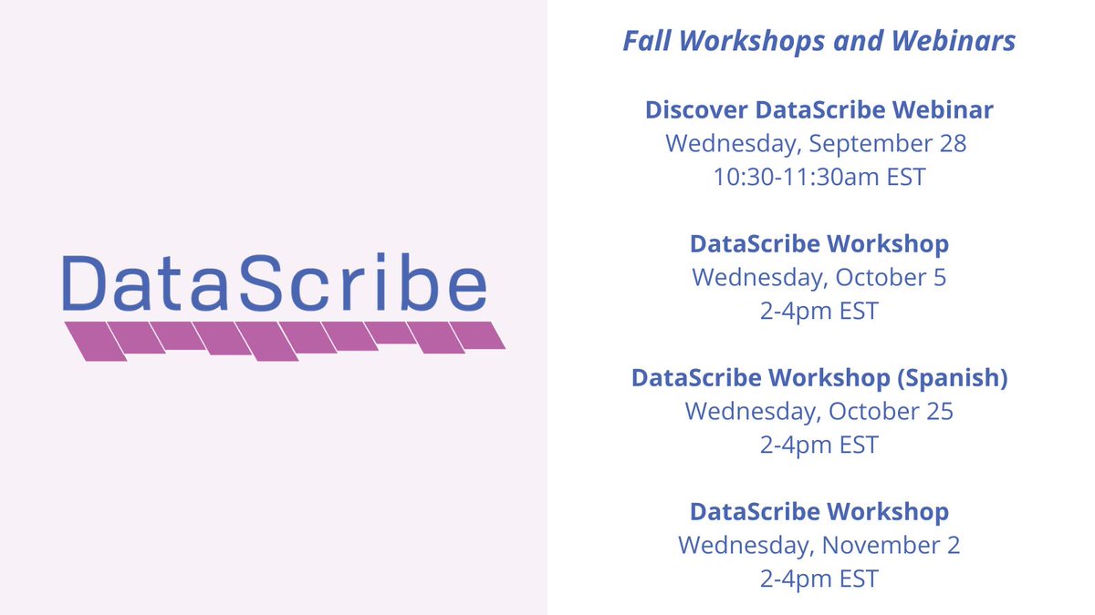 Reminder: tomorrow morning at 10:30am we are hosting Discover DataScribe! There is still time to register for this webinar and learn how to use this structured transcription module for <a href="/omeka/">Omeka</a> gmu.zoom.us/webinar/regist…