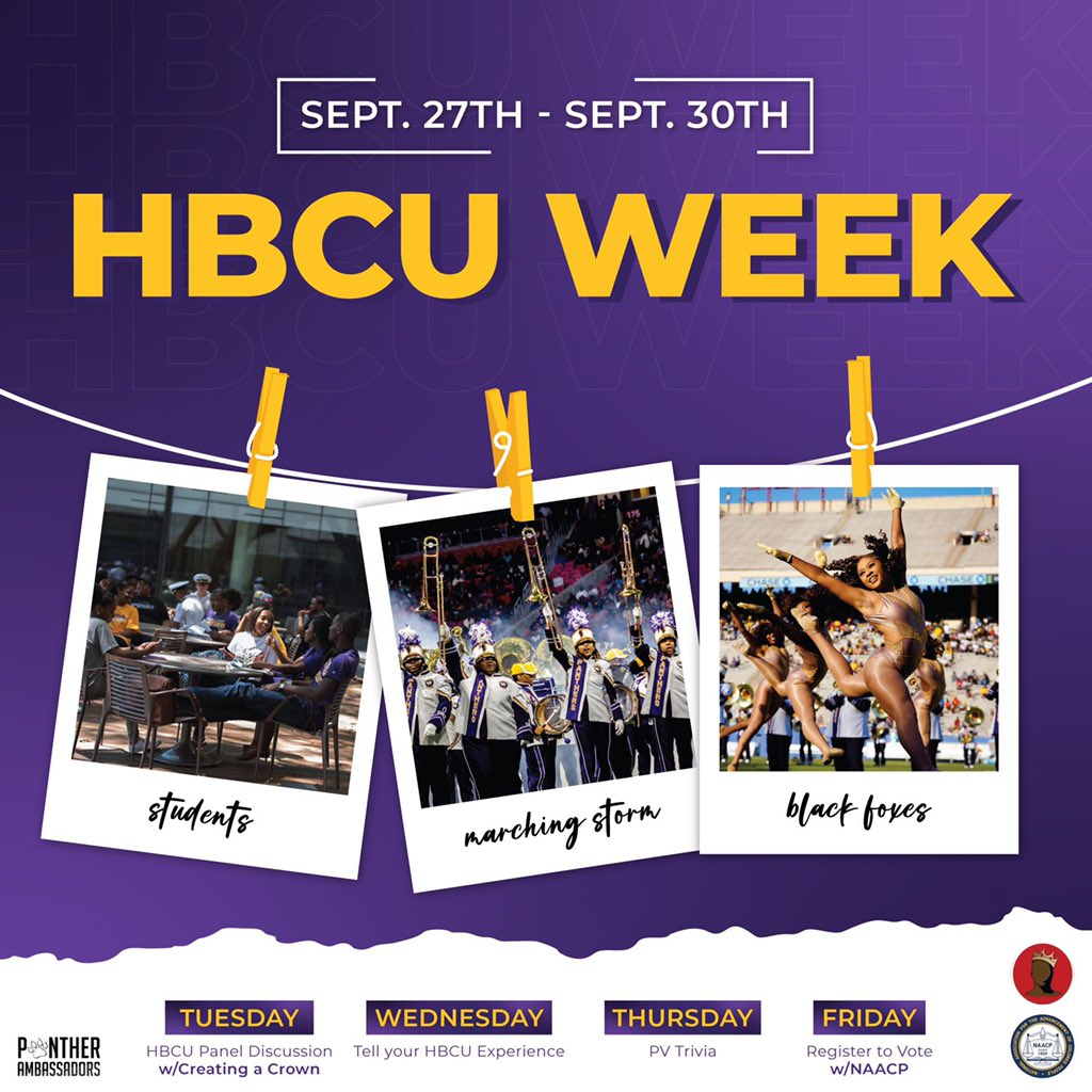 ctcpvamu's tweet photo. Want to get more of the HBCU Experience, wanna hear what we have to say about the Male perspective at our illustrious institution, come out tonight and support us! In collaboration with @PvAmbassadors we are ready to let you guys experience it all! 💜💛 https://t.co/TLPCeUkQ61