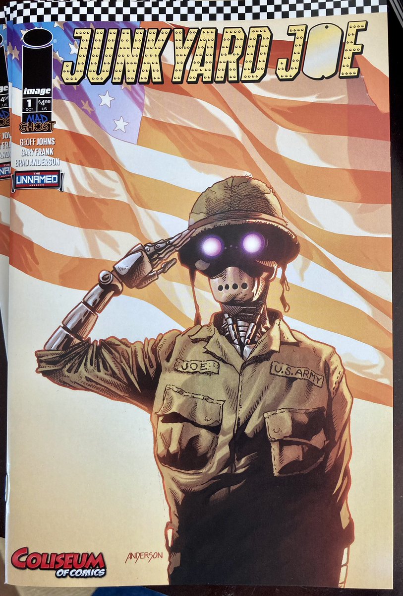 bdanderson13's tweet photo. Geoff Johns and @1moreGaryFrank  Junk Yard Joe one, Oct 5th. Here is my cover, an exclusive at @ColiseumofComic , order yours now. 😀 https://t.co/vMXhzPOi9e
