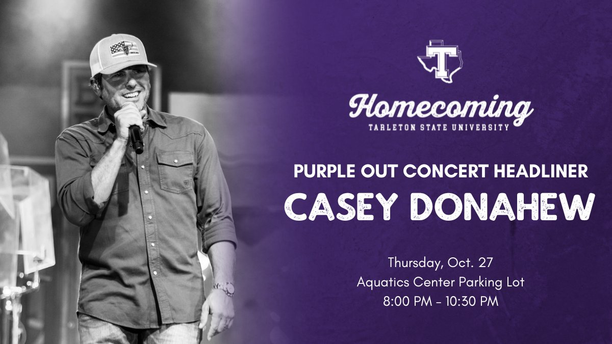 This year's Homecoming Purple Out Concert will be headlined by @CaseyDBand! 🎤🎶

We'll see you there in one month from today!
