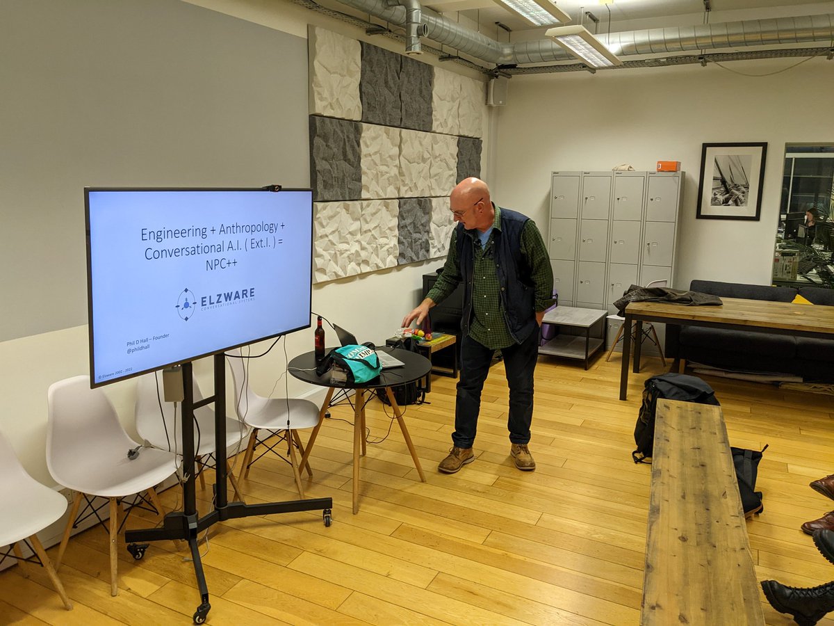 tomhewitson's tweet photo. Another great #ldnbots meetup with the legend that is @phildhall giving a tour de force of the last 30 years of conversational AI. https://t.co/oEMtLBwcPa