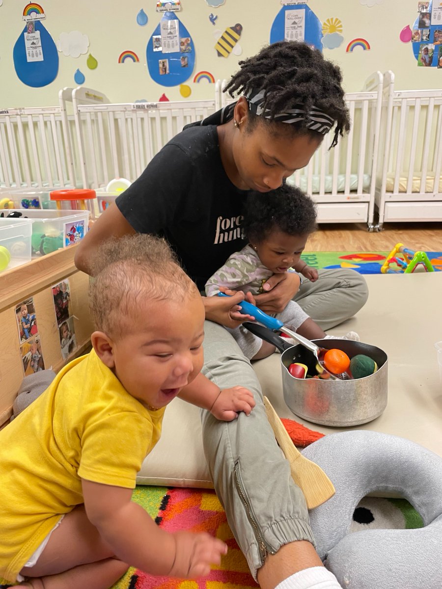 #TeachTuesday Our infants discovered new household items while practicing their grasping abilities and polishing their fine motor skills through actions like 'stirring' and 'serving.'