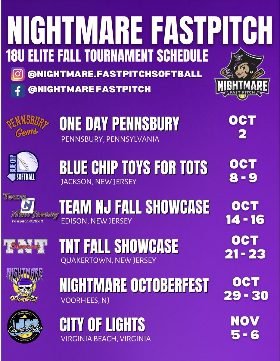 kadyolsen2025's tweet photo. My fall schedule for the upcoming season! I can’t wait to compete with these talented girls! #gonightmare 💜
@Salz2326 @a_tiumalu @frantroyan @CoachStinner @caseydickson717 @GoCoacher @Coach_Doria @CoachJenSteele @CoachBellisari @CoachKvilhaug @bridgetorchard @CoachWhitSB https://t.co/KgeuVqoxPT