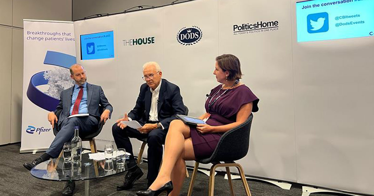 Pfizer_UK's tweet photo. Great conversation at the @CBItweets #Lab22 fringe event yesterday, where our Country President, @Srienow talked about the link between investing in our health and the economic growth of our nation https://t.co/kuesGZD7oh