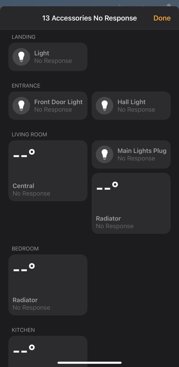ronanmuldoon's tweet photo. @HiveHelper I am having the same issue as other users. All Hive devices are showing as offline in Apple Home, and are unresponsive to Siri commands via HomePod, iPhone. Tried resets of all components, removing &amp; reading bridge.  Same Wi-Fi. Hive app working. https://t.co/wn7PwcHNyn