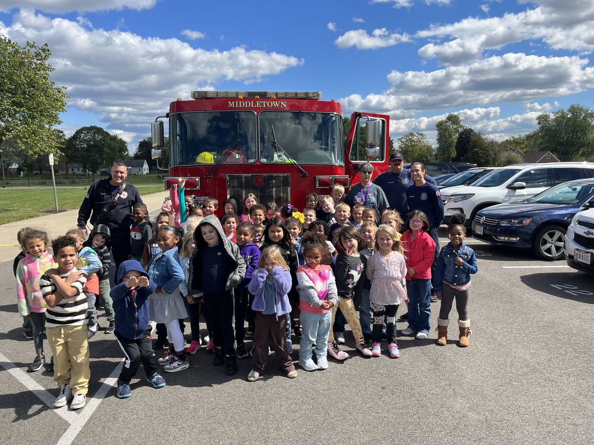 Day 2 Group 4 Kindergartners at Central Academy. They loved it! They lifted each child up into the seat! THANK YOU MIDDLETOWN FIRE                       #MiddieRising #Passport2Tomorrow <a href="/Central_MCSD/">Central Academy</a> @Jen_Hayes_P2T