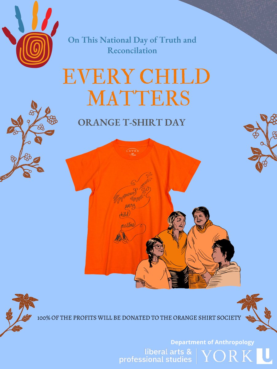 York University Bookstore has launched an official 2022 Every Child Matters Orange Shirt which are available for purchase in-person or online: 

tinyurl.com/YUOrange

#anthropology #yorku #yorkuanthropology #yorkulaps #yorkubookstore @yorkuanthropology #OrangeShirtDay