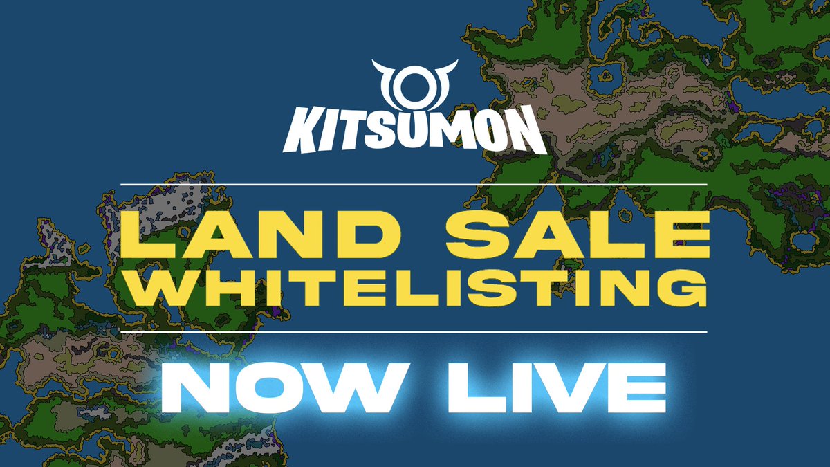 KitsumonWorld's tweet photo. Land Sale Whitelisting NOW OPEN ❕❕

Sign up here for whitelisting 👉 https://t.co/IXcrnK7ZTZ 

Find all Land Sale info here 👉 https://t.co/HiBjsxaPZR 

#NFT #LandSale #INO #P2E #Metaverse #Gaming #Land https://t.co/8lNBFScUF4