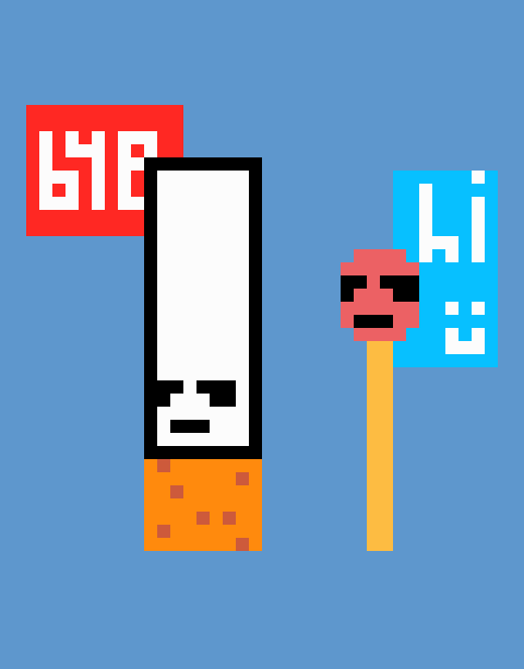 Its a collection of a serial pixel artwork of smoky guys on "Tezos" blockchain 
<a href="/objktcom/">objkt</a>

1/1
collect for 2 tez
objkt.com/profile/tz1XW4…

#NFTCommunity #nft #pixelart #pixelcigarette #hicetnunc2000 #tezos #OBJKT