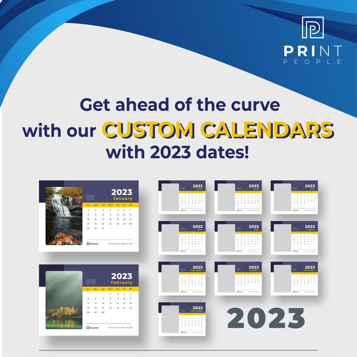PrintPeople's tweet photo. 2023 Calendars now available to order. 

Perfect for sending out to clients,   selling your own artwork or giving to your staff members. 

Order today at https://t.co/Nl7iohqJjc

#calendars #artist #branding #newyear #christmas #branding #business #businessbranding #smallbusiness https://t.co/kAchrTOdzm