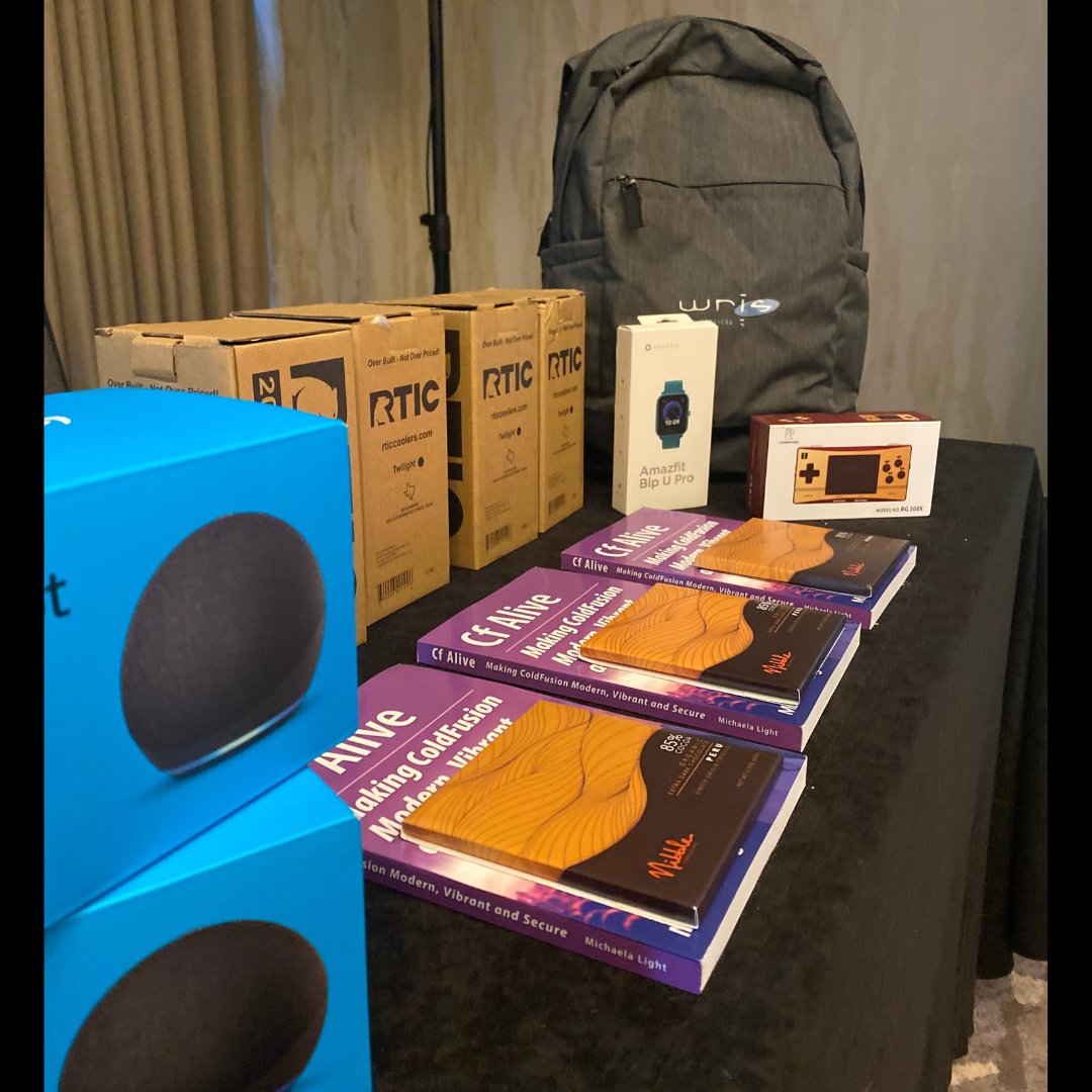 ortussolutions's tweet photo. #IntotheBox 2022 Raffle time! What’s up for next year? Find out yourself and get the chance to win with your on-site tickets!🤩

Big shout-out to our Sponsors for sending such amazing prices for our attendees to win! @Adobe  @wris_oh  @TeraTechCF #ComputerKnowHow @foundeo

#CFML https://t.co/kpW7lwYoL8