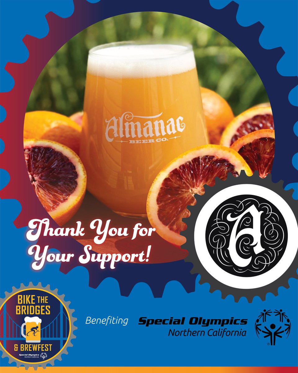 Special Olympics NorCal (@sonorcal) on Twitter photo Look out for <a href="/AlmanacBeer/">Almanac Beer Co</a> at this weekend’s Bike the Bridges & Brewfest fundraiser!
Learn more ➡️ TheBridgeRide.com Look out for <a href="/AlmanacBeer/">Almanac Beer Co</a> at this weekend’s Bike the Bridges & Brewfest fundraiser!
Learn more ➡️ TheBridgeRide.com