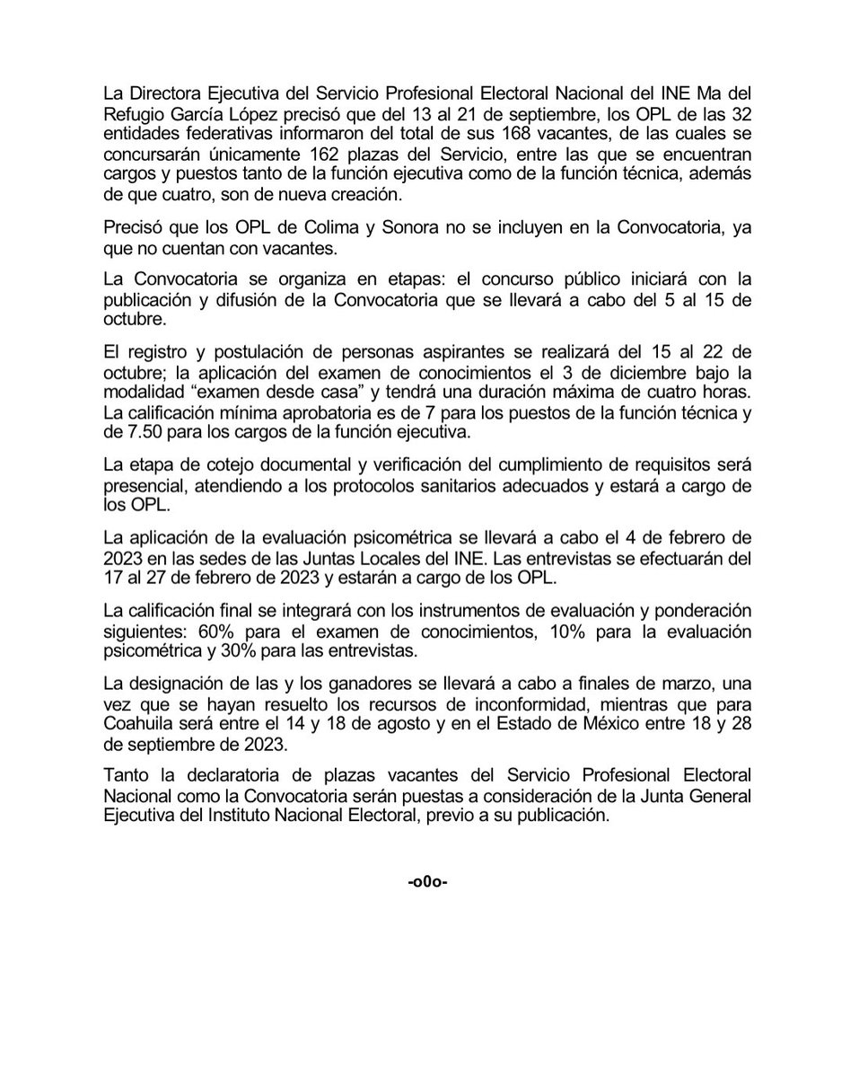 INEMexico's tweet photo. #BoletínINE | Aprueba Comisión Convocatoria para ocupar vacantes del Servicio Profesional del sistema de los Organismos Públicos Locales. 

➡️ https://t.co/mcs4USn9KQ https://t.co/MGcoZaGRvx