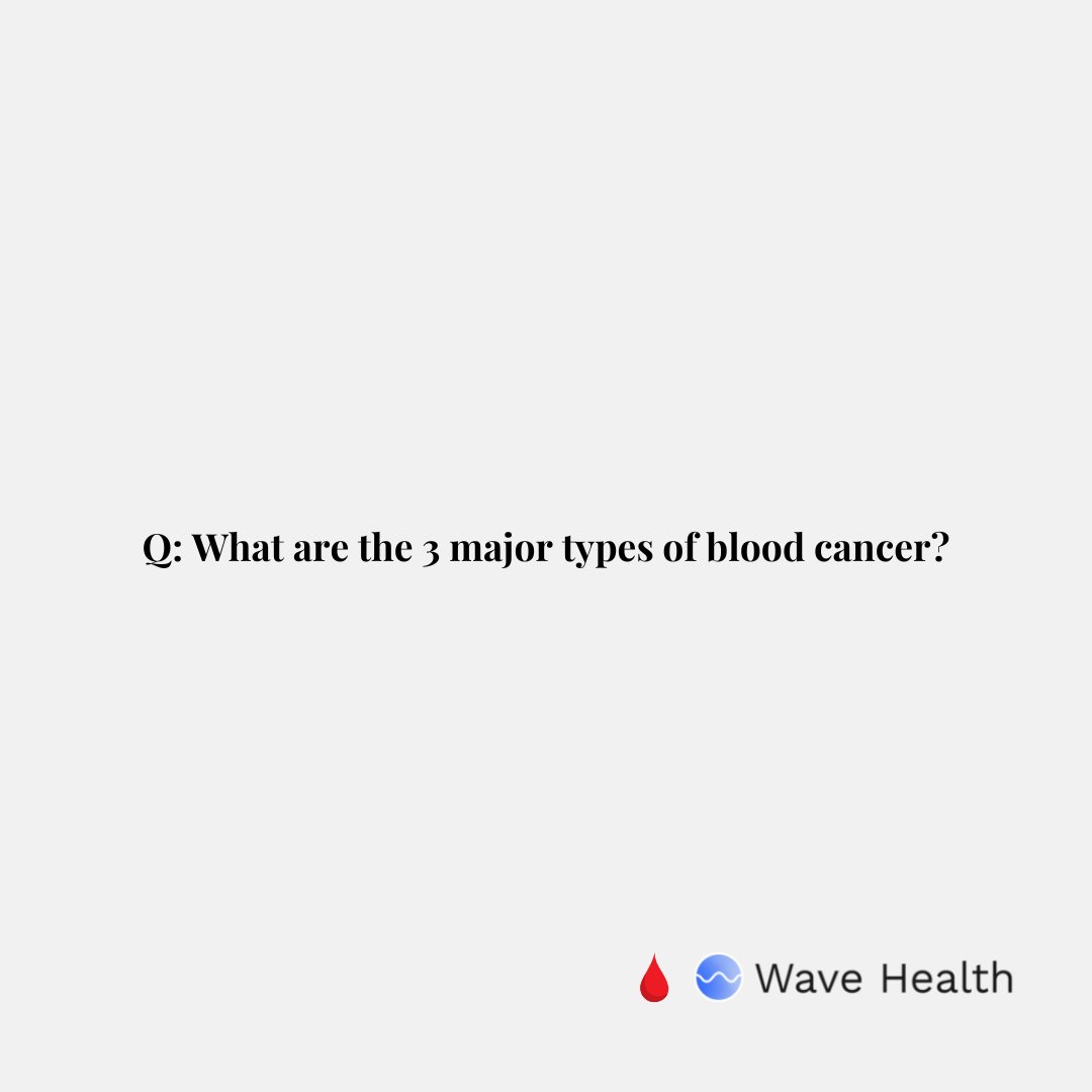 wavehealthapp's tweet photo. #BloodCancer accounts for almost 10% of newly diagnosed cancer cases each year in the US. 

In support of #BloodCancerAwarenessMonth, we're testing your knowledge on the topic... Can you name the 3 major types of blood cancer? 

Swipe to see the answer.🩸 https://t.co/DtKQ4Cp7u4