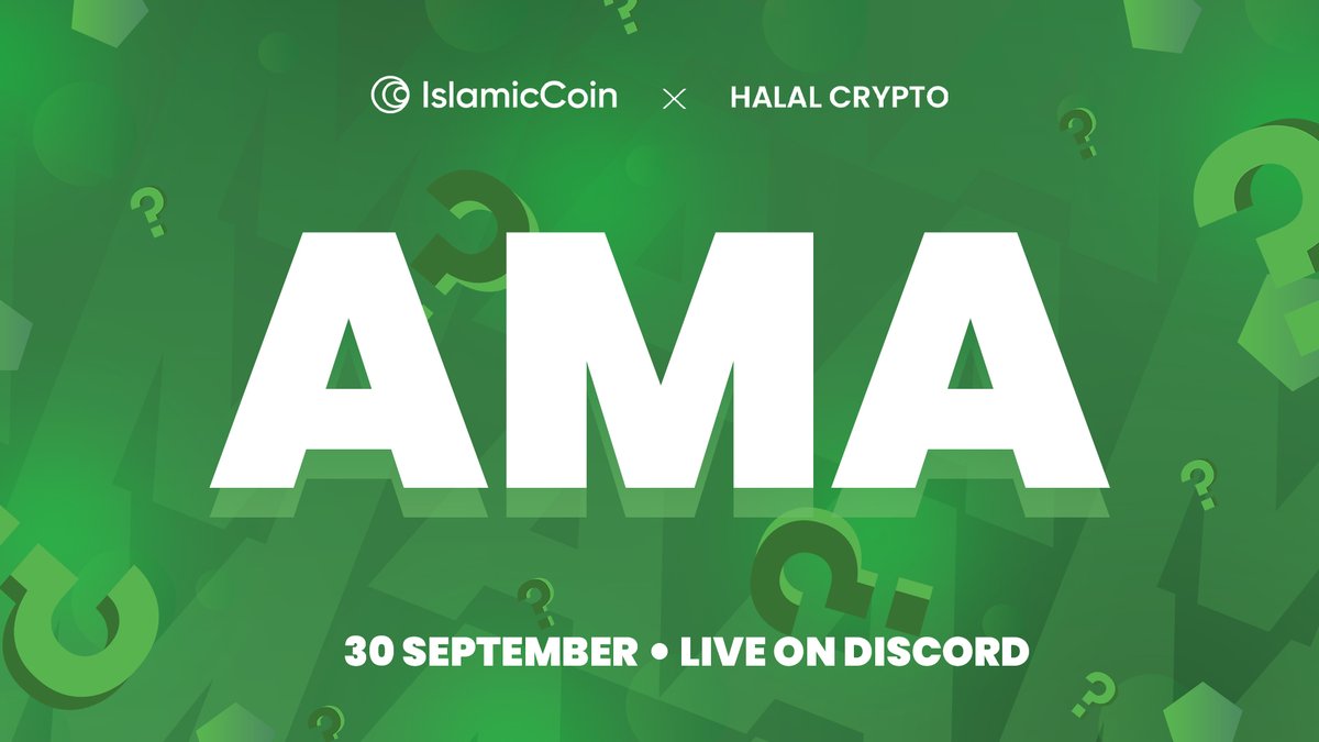 Islamic_Coin's tweet photo. 💰$250 prize pool💰for our AMA Livestream with Halal Crypto!
✅Retweet for a chance to win $50
✅Submit your question for a chance to win $100: https://t.co/uYwN9kn031
✅Attend our Discord on 30 September at 13:00 ET for a chance to win $100: https://t.co/vLrC1IZUST

#halal #AMA https://t.co/Ghb2pi4gv2