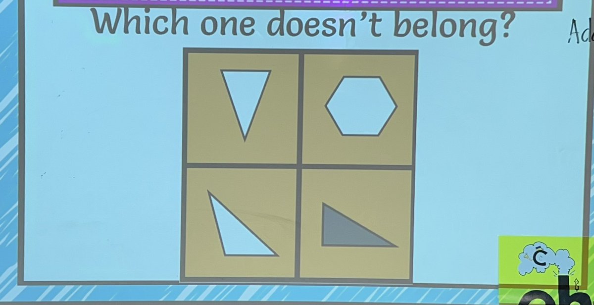 FabulouslyFirst's tweet image. First graders love turn and talk opportunities! Today we looked at which object didn’t belong and found similarities and differences in the shapes for our math warmup! 🤩 #NISDMathGold @NISDElemMath @BMorantes13