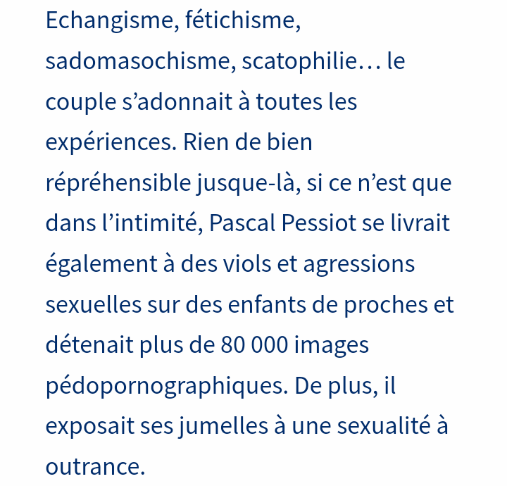 JozDire's tweet photo. @jchernandezjazz @DufelayS 16 ans de prison pour le pédocriminel #PascalPessiot, échangiste, fétichiste, sm, scatophile et puppy player
Viols sur 3 nièces et la fille d'une maîtresse
Accusé aussi pour diffusion où parmi ses 80k fichiers pédoporno, ses propres filles jumelles
https://t.co/GdNVbayP87 https://t.co/jJvydTFxmn