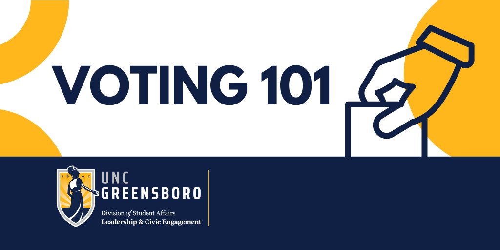 UNCG_OLCE's tweet photo. Election season is upon us! Get vote-ready by inviting OLCE Democracy Fellows to do a Voting 101 workshop for your class, student org, team, or residence hall! Email Ashley at arbillie@uncg.edu to schedule. #uncgvotes #ncstudentsvote https://t.co/JrobcCYvie