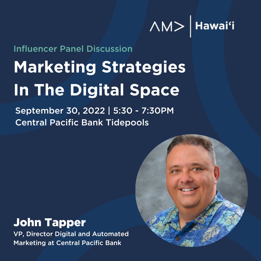 AMAHawaii's tweet photo. Join us for our upcoming panel discussion: Marketing Strategies in the Digital Space! Get a behind the scenes look at what goes on during an influencer marketing campaign.

Click here for more information and to register for this event: https://t.co/8LKw5FFI6w https://t.co/xU6TtjtJ0W