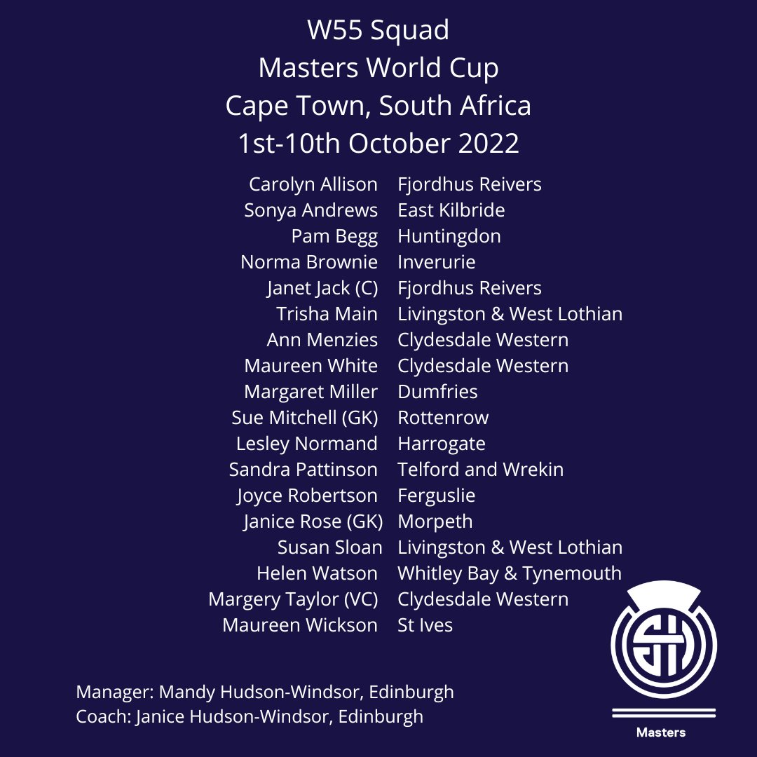 ScotlandMaster1's tweet photo. ๐ขSquad announcement๐ข
It's almost time for the @mwc2022Hockey in Cape Town, South Africa. So, here is the first of your Scotland squads travelling to represent their country. Congratulations everyone in the W55s ๐
@rottenrowhockey @ScottishHockey @MorpethHockey @EKHockeyClub https://t.co/4aIZi4ZYf8