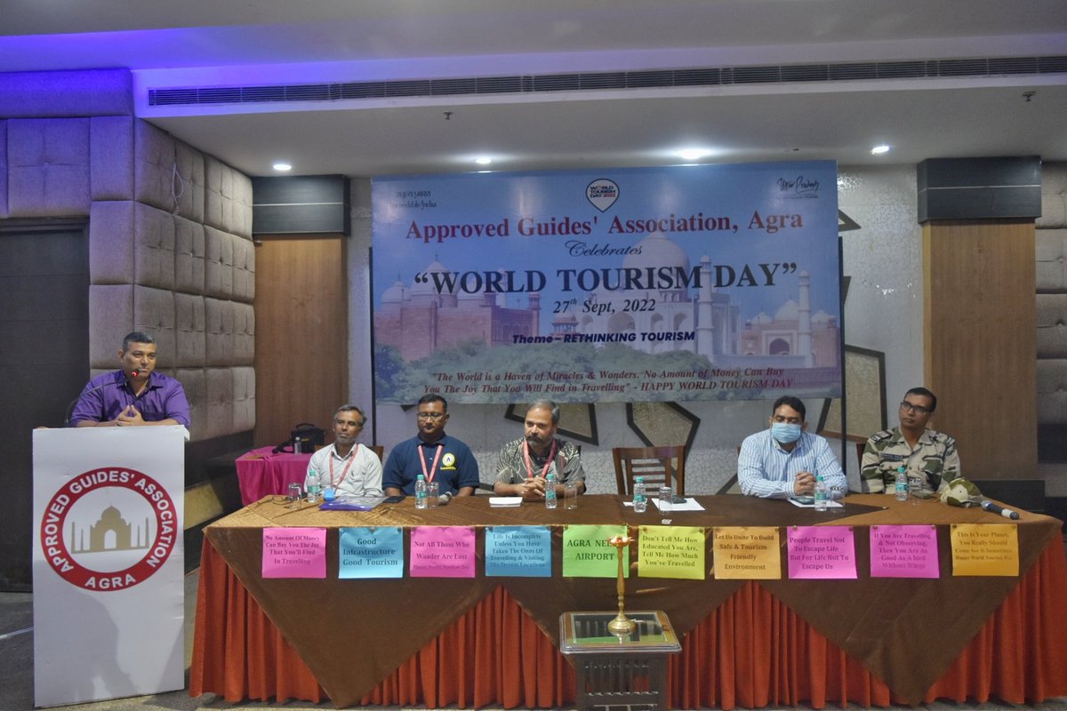 GuidesAgra's tweet photo. Approved Guides'Association Agra celebrated the "World Tourism Day" at Hotel Crimson Palace, Agra. Our Chief guest ADM Protocol Shri. Himanshu Gautam said that Tourist Guiding is one of the most noblest and glorious profession. https://t.co/fbRRUqS8oB