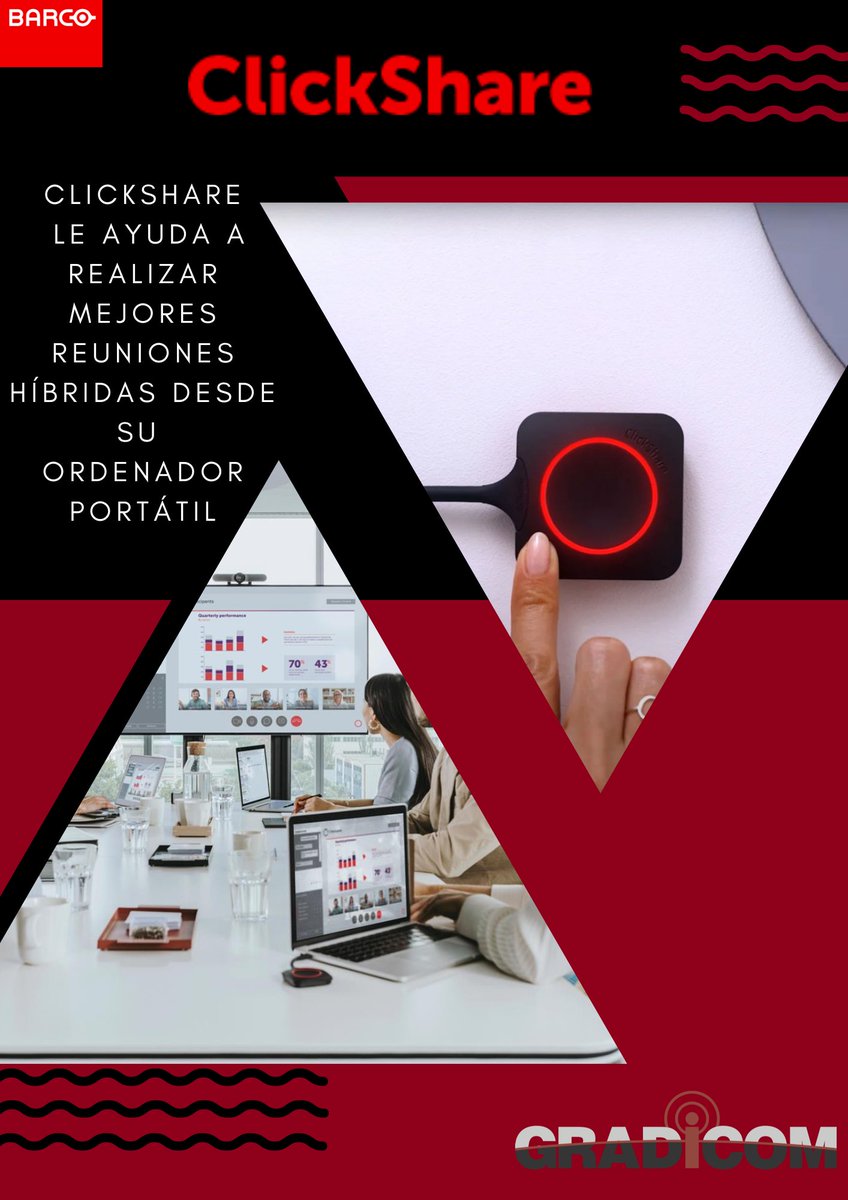 GRADICOMSA's tweet photo. Conferencias y presentaciones inalámbricas
con Clickshare Barco
Venezuela 1961 Piso 2º (C1096ABG) – Ciudad de Buenos Aires - Argentina T.E.L / FAX: (54 11) 7700-0060 - e-mail: info@gradicom.com - web: https://t.co/WSsySTadTZ https://t.co/WKLm74AnpM