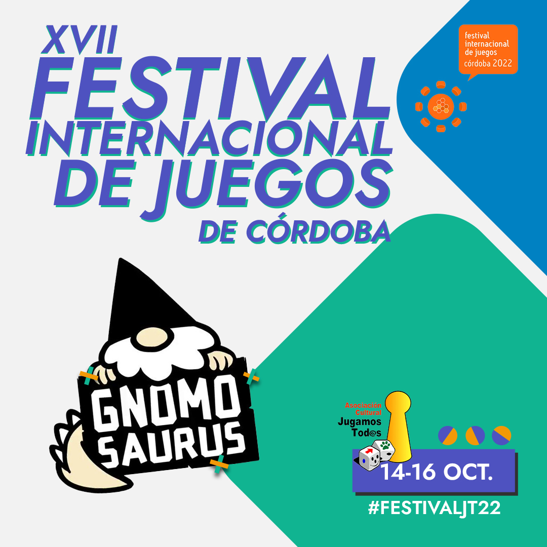 Del 14 al 16 de octubre, acompáñanos en el #festivaljt22 

<a href="/gnomosaurus/">Gnomosaurus</a> lo hará, para haceros jugar y disfrutar de 3 días de juegos, torneos, premios y mucho más. Todo ello, en un emplazamiento mágico y con la mejor compañía.

¡No te lo pierdas!