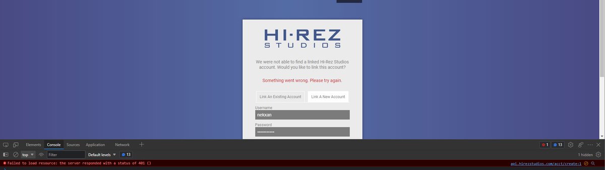 Nekszer's tweet photo. @HiRezStudios 
Dont work signup for link twitch prime gaming account https://t.co/Kxr9aANpeJ