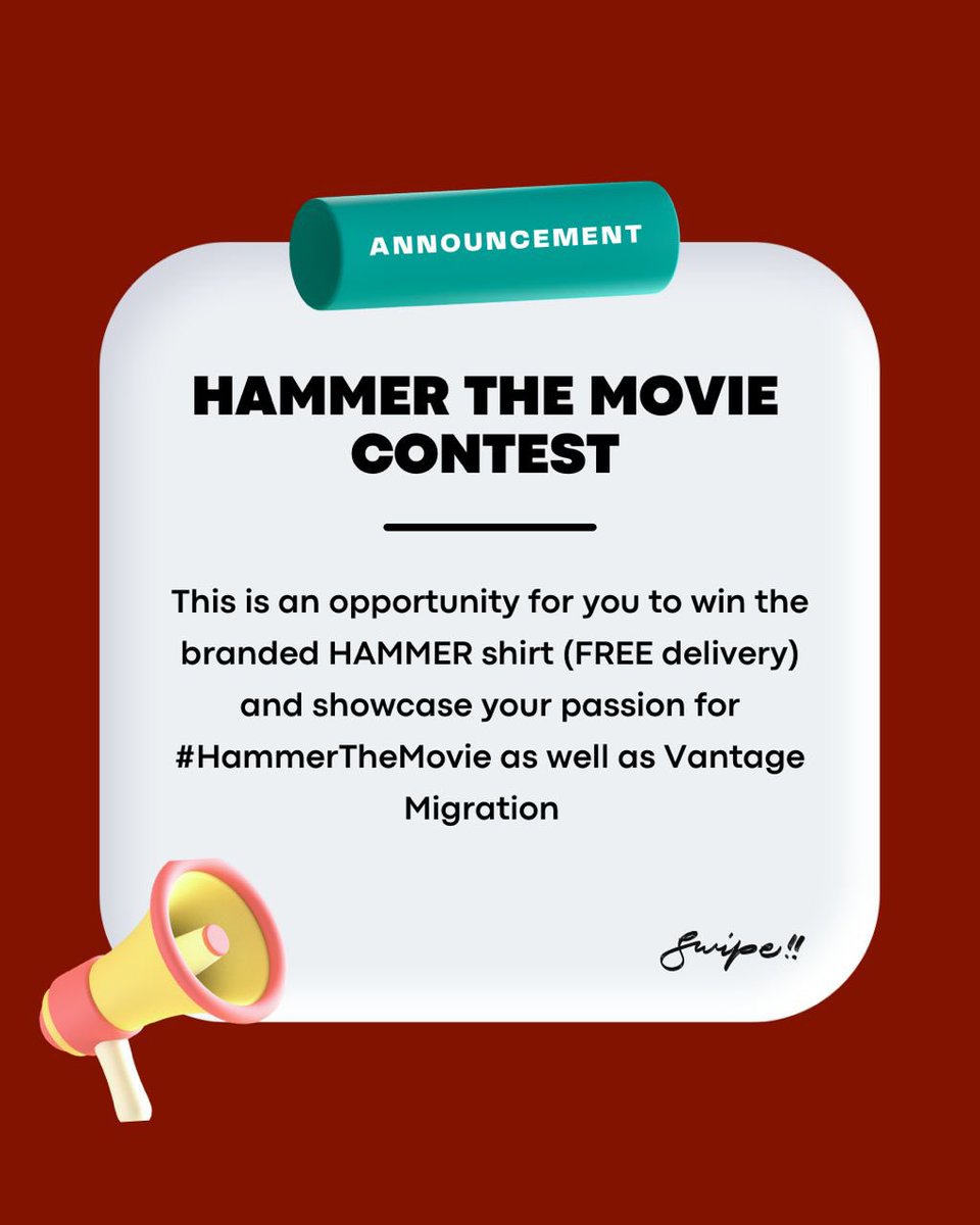 HammerTheMovie_'s tweet photo. #HammerTheMovie Contest.

Read the Instructions Above Carefully!

#Answer_these_Questions:
1.  What is the name of the restaurant Bimbo Ademoye worked in? 

2. What was Mr Macaroni's name in the movie what character did he embody?

#Hammer #VantageMigration #Japa #Nollywoodmovie https://t.co/J0uQ1RuAXN