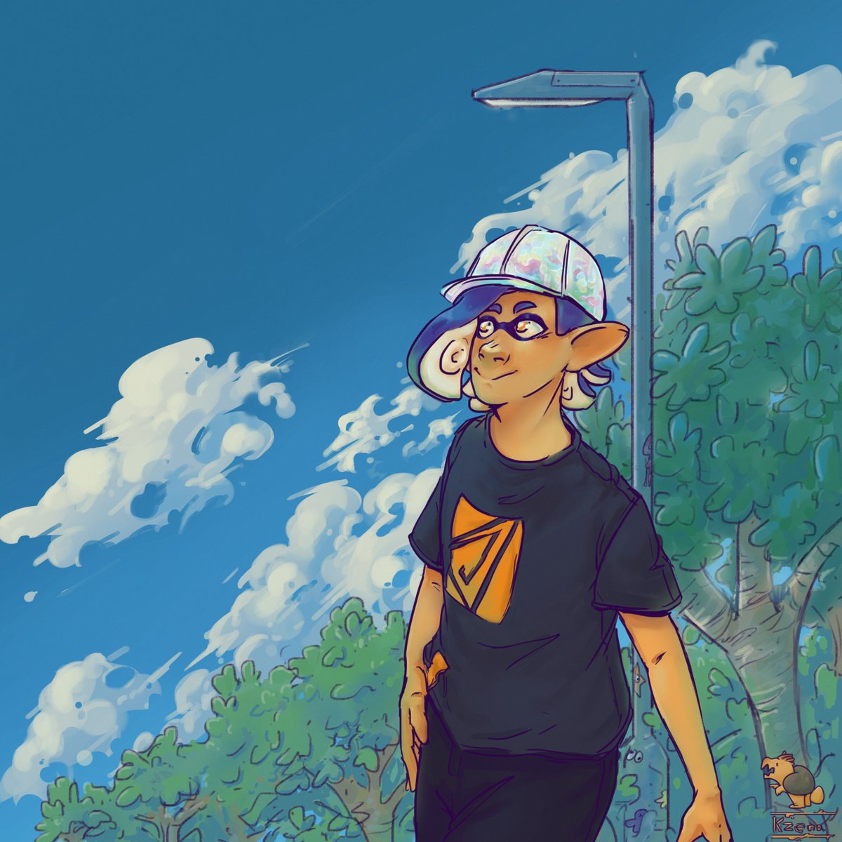 ArtsKzena's tweet photo. One of my first outfits in splatoon 3, loving the game so you'll see quite a bit of splatoon art from me for a lil while :D 
#splatoon3art #splatoon3fanart https://t.co/rPKURq4kjz