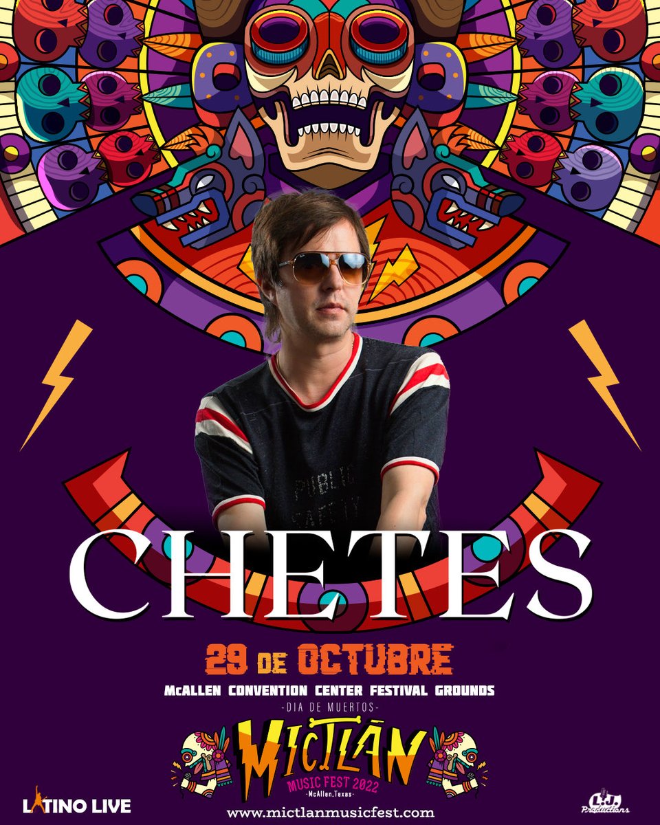 LatinoLiveNat's tweet photo. Te presentamos a @chetesgarza quien está listo para dar uno de sus mejores shows en #MictlanMusicFest 2022 #29deOctubre en #McAllenTX ENTRADA GENERAL: $100. VIP: $20 https://t.co/fJlGpFsSNT Atte: Tío Mic #LatinoLive #LJProductions #TíoMic #McAllenConventionCenter https://t.co/4q5zFYqoZ5