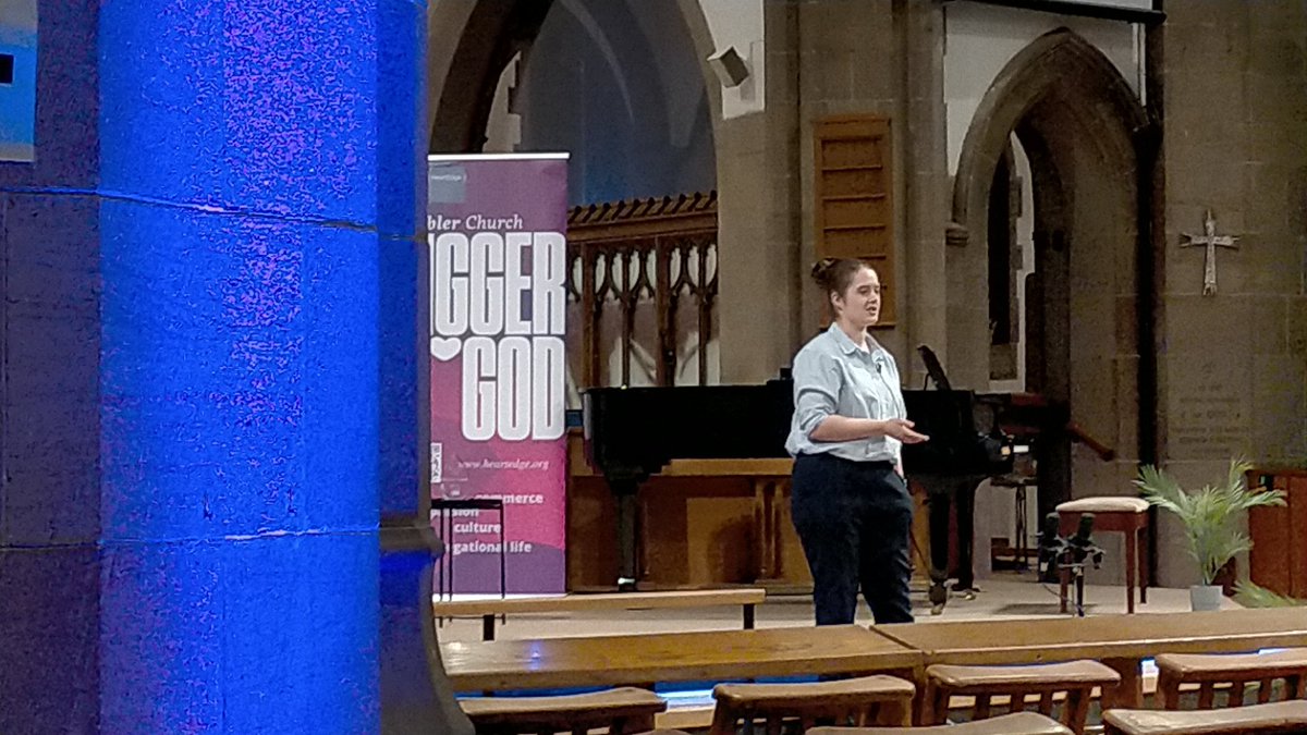 theologyslam's tweet photo. And last here's @hedgehiggin. "In this world people get hurt. And people carry that hurt with them. I know this well", she tells us. 

#theologyslam https://t.co/gTjaYKLDLT