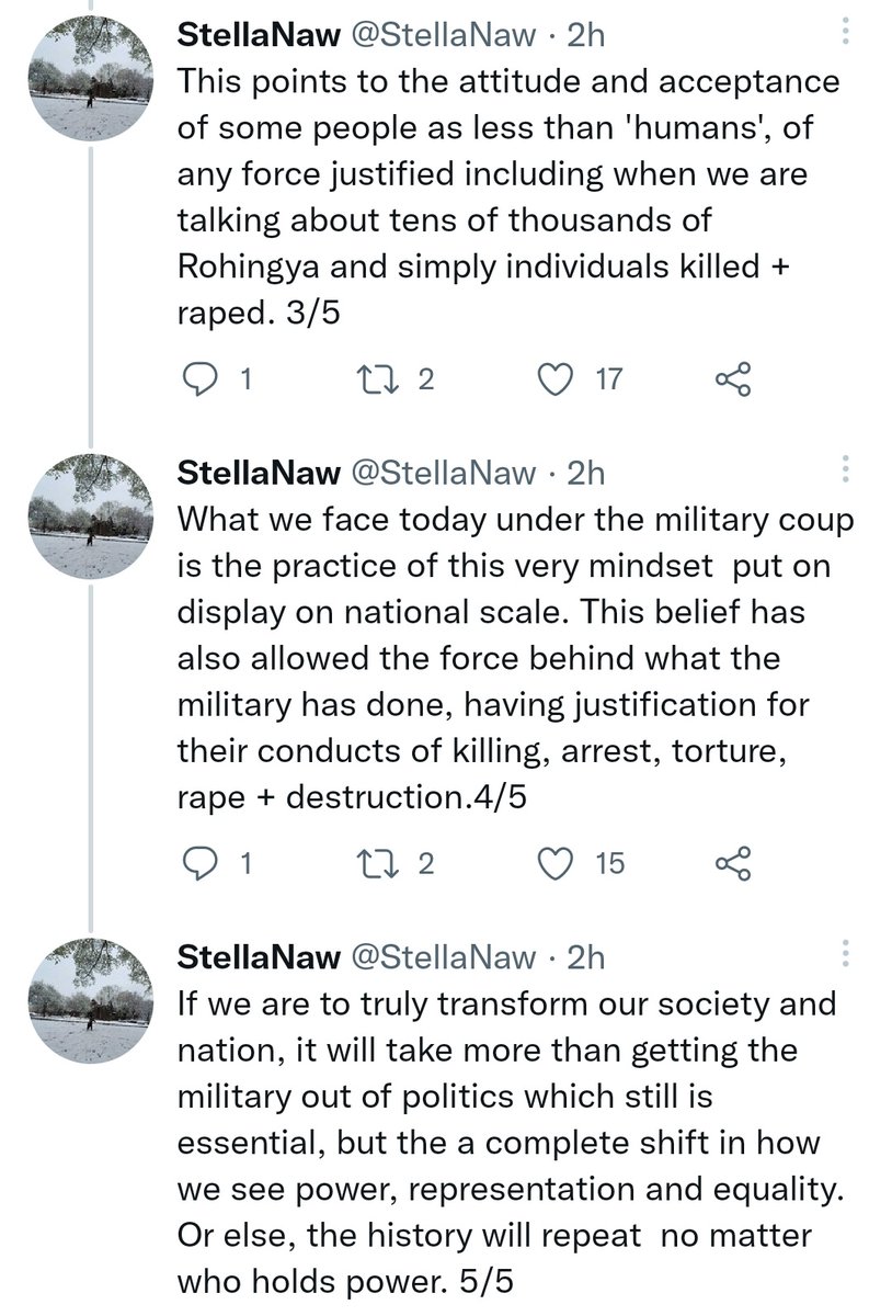 MayWongST's tweet photo. This appears to be 1st public, important criticism of #Myanmar @NUGMyanmar's approach to/beliefs in governance by 1 of its ex-deputy ministers, who said she quit a year ago. #NUG formed in April after Feb 2021 #coup. Number of them are/were NLD members #WhatsHappeningInMyanmar https://t.co/lZB8pJsG2A