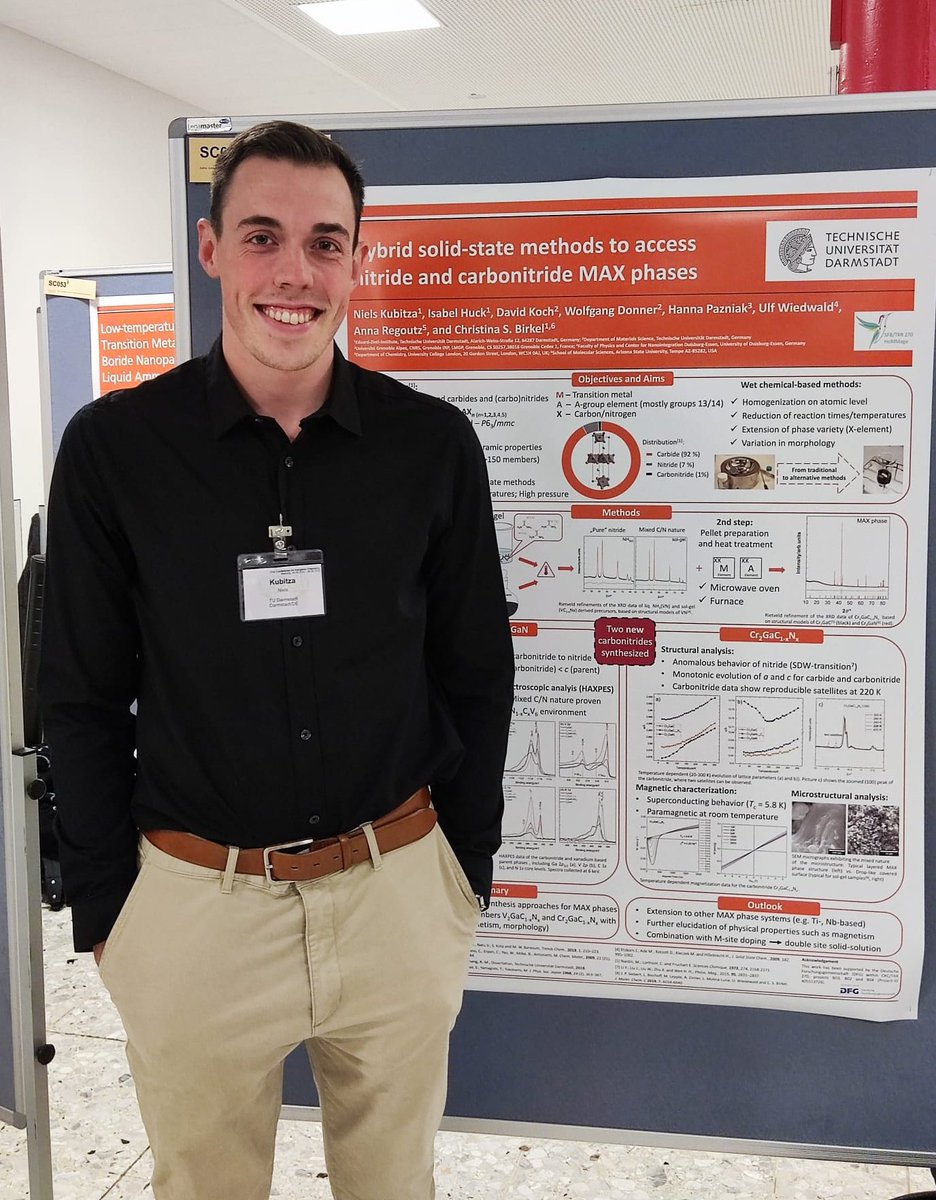 BirkelChristina's tweet photo. Live: Niels is presenting his poster at the #Woehler meeting now. Please find him at SC041 to discuss #MAXPhases, #Nitrides, #Carbonitrides or different synthesis strategies for solid-state materials.
...or simply deliver a high-five from me :).
#ProudAdvisor #BirkelGroup https://t.co/kPdDjFE7x6