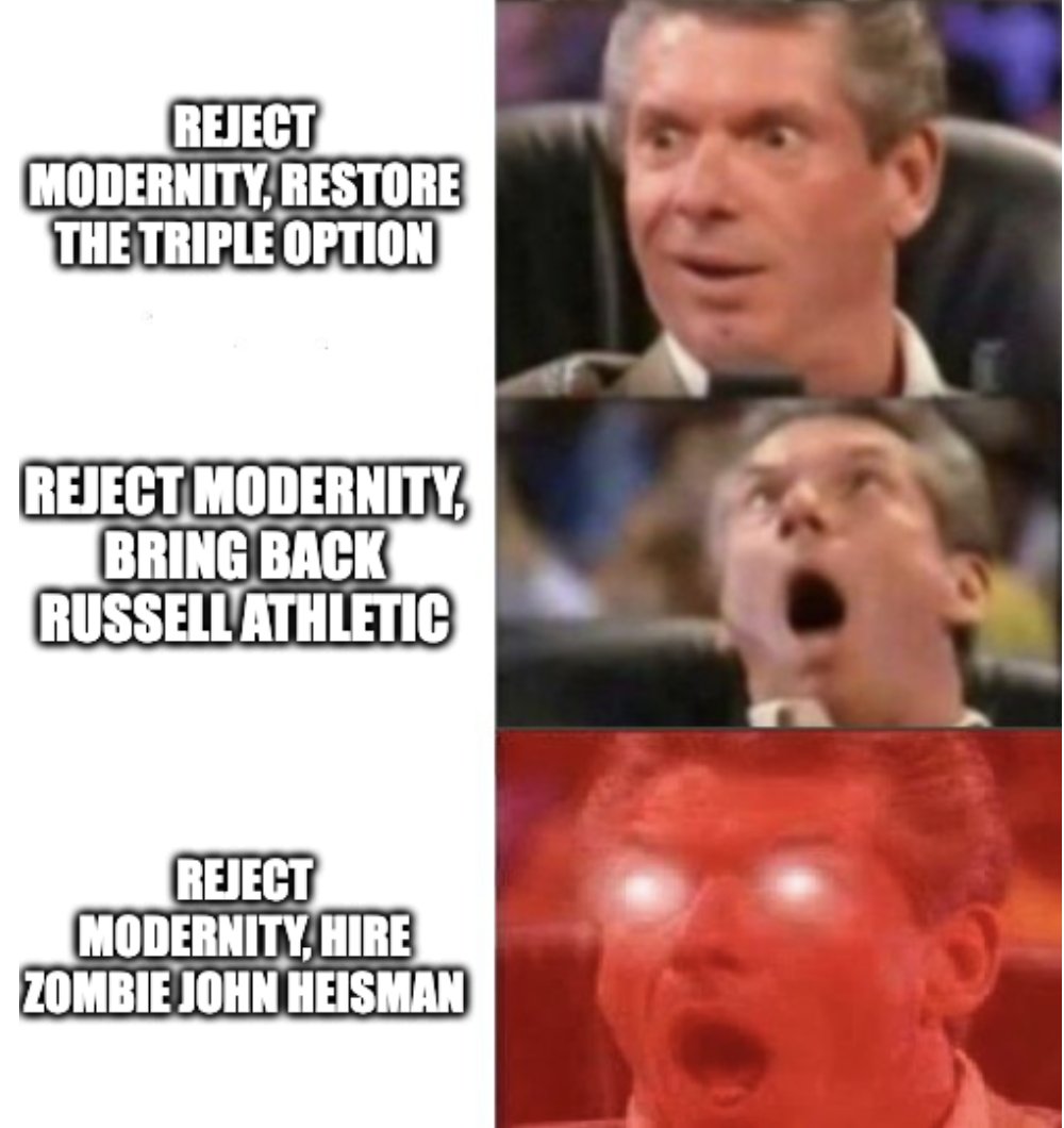 RedditCFB's tweet photo. It's clear Georgia Tech should return to its roots if it wants to win again. 🐝 https://t.co/2u7Sm3jY7I