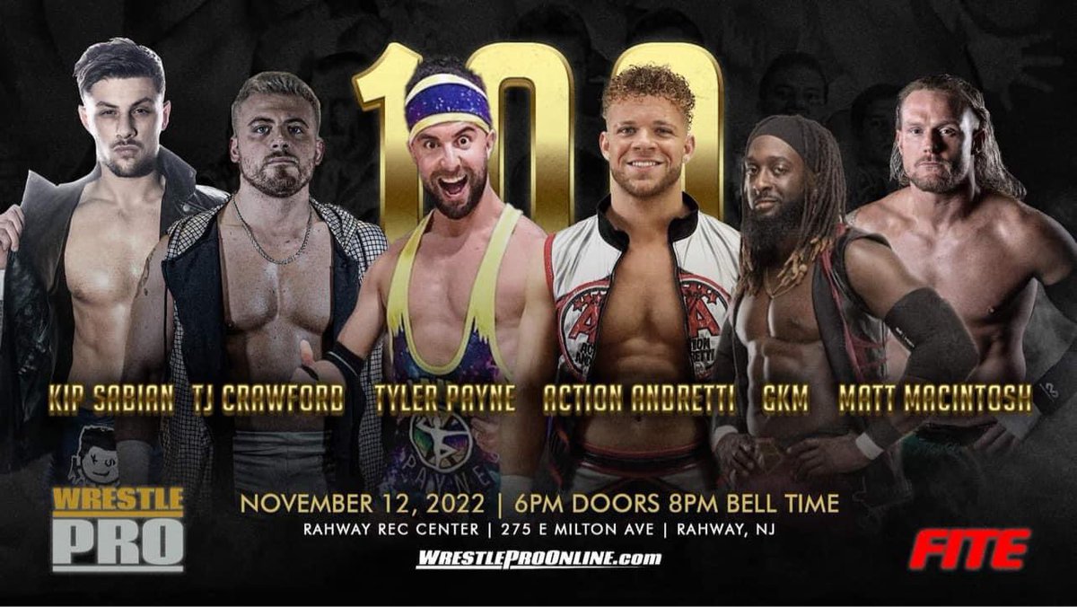 WrestlePro's tweet image. 🚨SIX WAY ACTION • NOV. 12th - WrestlePro “100”🚨

Kip Sabian vs TJ Crawford vs Tyler Payne vs Action Andretti vs GKM vs Matt Macintosh 

🎟 WrestleProOnline.com 🎟